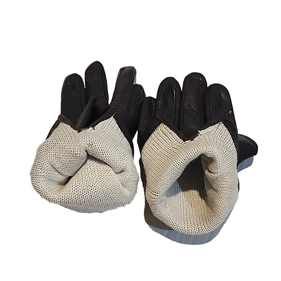 Vintage IRISH Wool lined Womens L Mens M Brown Lambskin Leather Gloves unisex - Picture 5 of 10